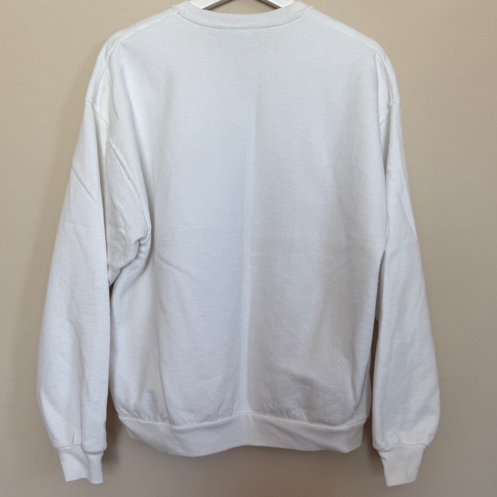 Jerzees Oversized Women’s USA Crewneck White Graphic Sweatshirt Large Flag 90s - Picture 7 of 7
